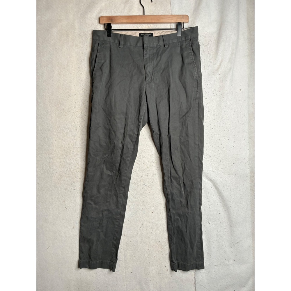 Banana Republic Aiden Chino Mens 32x32 Gray Slim Fit Cotton Pants Charcoal 4701